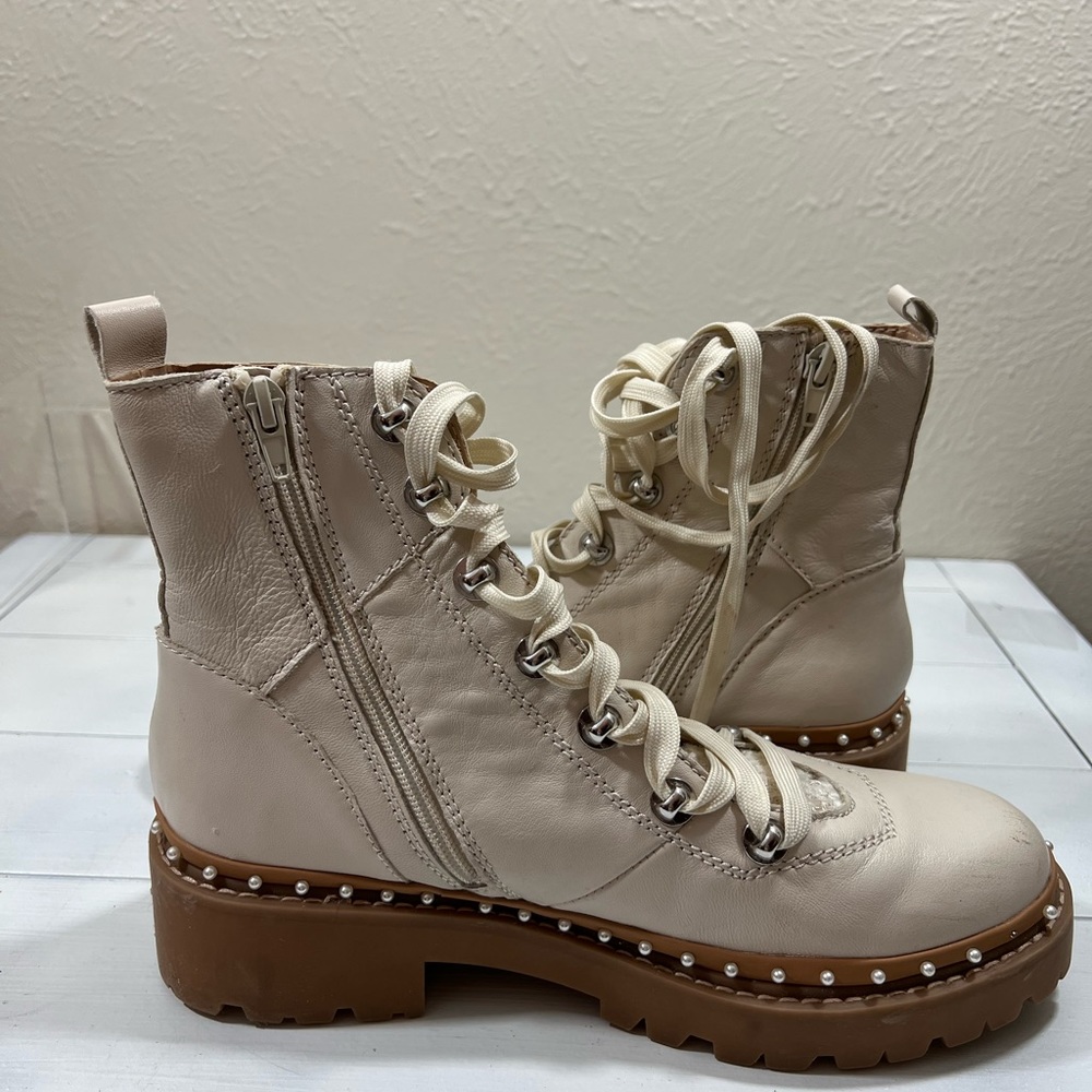 Steve Madden leather fabric boots women’s size 10